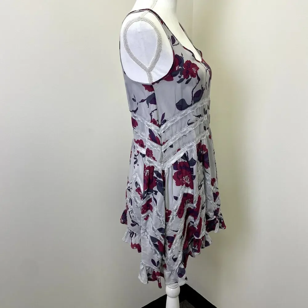 Free People Intimately Boho Floral Lace Asymmetrical Flowy Tank Top Size XS